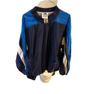 VINTAGE ADIDAS STRIPED NYLON WINDBREAKER ZIPPER JACKET‎ HIP HOP MEN'S SIZE L